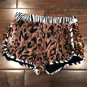 Animal Print Low Rise Lounge Shorts